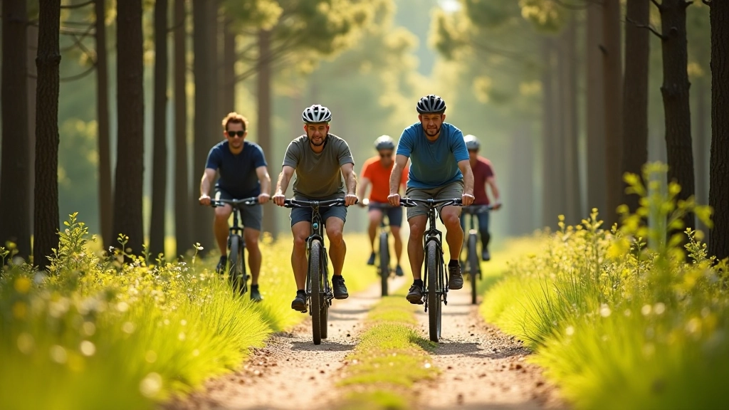 Grupa cyklistów na duktach leśnych w Puszczy Piskiej